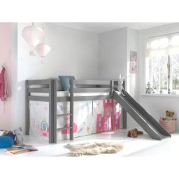 Vipack Hochbett Pino Massivholz, inklusive Textil-Set, wahlweise mit Rutsche und Betttunnel