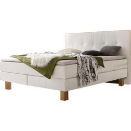 HASENA Boxspringbett Lodge, Boxspringbett, Eichenfüsse, straffe Bezüge, gestepptes Kopfteil