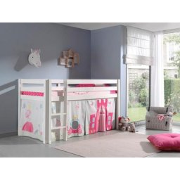 Vipack Hochbett Pino Massivholz, inklusive Textil-Set, wahlweise mit Rutsche und Betttunnel