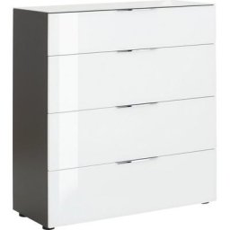 Maja Möbel Kommode Trend, Glasfronten und Glas-Oberplatte