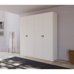 rauch Drehtürenschrank Homey by Quadra Spin mit Grifflaschen aus weichem, cognacbraunem Leder