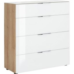 Maja Möbel Kommode Trend, Glasfronten und Glas-Oberplatte