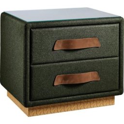 Birkenstock Nachtkommode Montevideo, inklusive Glasplatte, mit Lederlaschen-Griffen, mit Holzsockel