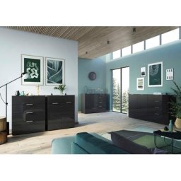 GERMANIA Schubkastenkommode Oakland, mit 4 Schubkästen. Fronten und Obeboden mit Glasauflage.