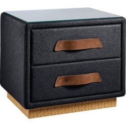 Birkenstock Nachtkommode Montevideo, inklusive Glasplatte, mit Lederlaschen-Griffen, mit Holzsockel