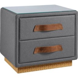 Birkenstock Nachtkommode Montevideo, inklusive Glasplatte, mit Lederlaschen-Griffen, mit Holzsockel