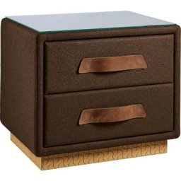 Birkenstock Nachtkommode Montevideo, inklusive Glasplatte, mit Lederlaschen-Griffen, mit Holzsockel