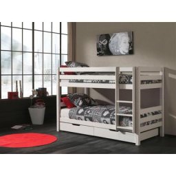 Vipack Etagenbett Pino, bodentief,mit Rollroste und Schubkästen