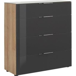 Maja Möbel Kommode Trend, Glasfronten und Glas-Oberplatte