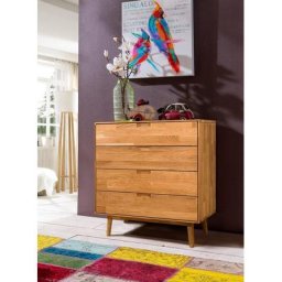 Home affaire Kommode Scandi, aus massivem Eichenholz und eingefrästen Griffmulden, Breite 80 cm