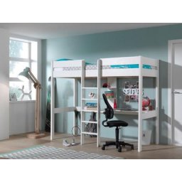 Vipack Hochbett Pino mit Schreibplatte und Regal