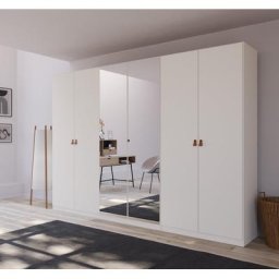rauch Drehtürenschrank Homey by Quadra Spin mit Grifflaschen aus weichem, cognacbraunem Leder, mit Spiegel
