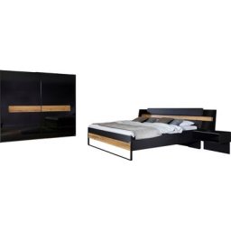 rauch Schlafzimmer-Set Mayla, Set 6-tlg.: Schrank, Bett 180x200 cm, 2 Hängenachttische, 2 Paneele