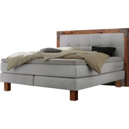 HASENA Boxspringbett Memphis, im Vintagelook, Massivholz-Umrandung, Tonnentaschen-Federkernmatratze