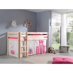 Vipack Hochbett Pino Massivholz, inklusive Textil-Set, wahlweise mit Rutsche und Betttunnel