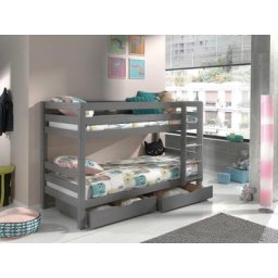 Vipack Etagenbett Pino, bodentief,mit Rollroste und Schubkästen