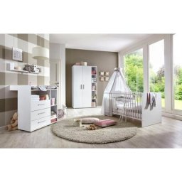 BMG Möbel Babyzimmer-Komplettset Luis, (Set, 4-St., Babybett, Wickelkommode, Wandboard, Kleiderschrank), Bett + Wickelkommode + 2-trg. Schrank + Wandboard