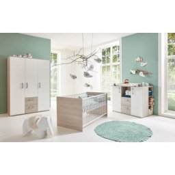 arthur berndt Babyzimmer-Komplettset Jonas, (Set, 4-St., Kinderbett, Regal, Schrank, Wickelkommode), Made in Germany, mit Kinderbett, Regal, Schrank und Wickelkommode