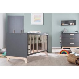 roba® Babymöbel-Set Jara, Anthrazit, (Spar-Set, 2-St., Kinderbett, Wickelkommode), mit Kinderbett & Wickelkommode, Made in Europe