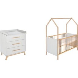 Schardt Babymöbel-Set Sienna Grey, (Spar-Set, 2-St., Hausbett, Wickelkommode), Made in Germany, mit Hausbett und Wickelkommode
