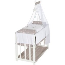 roba® Stubenbett 4 in 1, Indibär, weiß, zu Wiege, Elternbett oder Bank umbaubar