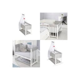 roba® Stubenbett 4 in 1, Adam und Eule, weiß, zu Wiege, Elternbett oder Bank umbaubar