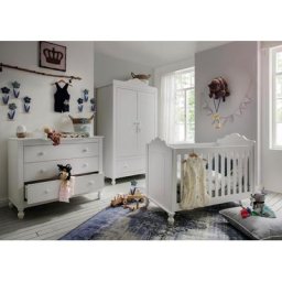 Fantasykids Babyzimmer-Komplettset Klaudia, (Set, 4-St., bestehend aus 1 Babybett, 1 Kleiderschrank, 1 Kommode, 1 Wickelauflage), Kinderbett 60x120 cm, Wickelkommode, 2-trg. Kleiderschrank