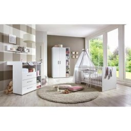 BMG Möbel Babyzimmer-Komplettset Luis, (Set, 4-St., Babybett, Wickelkommode, Wandboard, Kleiderschrank), Bett + Wickelkommode + 2-trg. Schrank + Wandboard