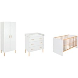 Schardt Babyzimmer-Komplettset Camiel White, (Set, 3-St., Kinderbett, Schrank, Wickelkommode), mit Kinderbett mit Umbauseiten, 2-trg. Schrank und Wickelkommode