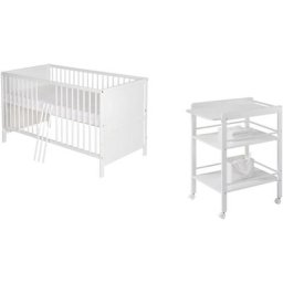 Schardt Babymöbel-Set Lenny, (Spar-Set, 2-St., Kinderbett, Wickelregal), mit Kinderbett und Wickelregal
