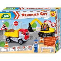 Lena® Spielzeug-Kipper Truckies Set Baustelle, inkluisve Spielzeug-Bagger und Spielfigur, Made in Europe