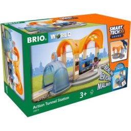 BRIO® Spielzeugeisenbahn-Tunnel BRIO® WORLD, Smart Tech Sound Bahnhof mit Action Tunnel, FSC®- schützt Wald - weltweit