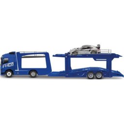 Bburago Spielzeug-Transporter StreetFire Volvo FH16 Autotransporter, inklusive Spielzeugauto