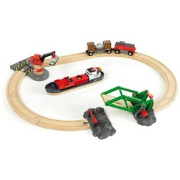 BRIO® Spielzeug-Eisenbahn BRIO® WORLD, Container Hafen Set, (Set), FSC®- schützt Wald - weltweit