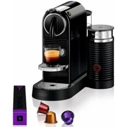 Nespresso Kapselmaschine CITIZ EN 267.BAE von DeLonghi, Schwarz, inkl. Aeroccino Milchaufschäumer, Willkommenspaket mit 14 Kapseln
