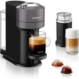 Nespresso Kapselmaschine Vertuo Next Bundle ENV 120.GYAE von DeLonghi, Dark Grey, inkl. Aeroccino Milchaufschäumer im Wert von 75,- UVP