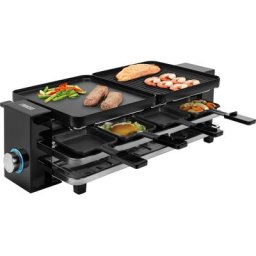 PRINCESS Raclette 162925 8 Piano-Schwarz für 8 Personen, 8 Raclettepfännchen, 1200 W