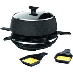 Tefal Raclette und Fondue-Set RE12C8 Fondue Cheese 'n Co, 6 Raclettepfännchen, 850 W, pülmaschinengeeignet, Rezeptbuch, Stein-Optik