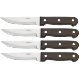 PINTINOX Steakmesser P.Wood (4 Stück), aus rostfreiem Stahl, Griff aus Pakkaholz, Klinge 12,3 cm