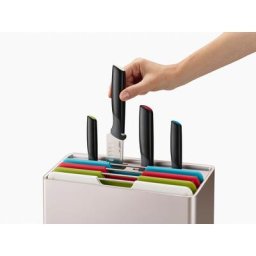 Joseph Joseph Schneidebrett Folio™ Plus, Edelstahl, Kunststoff, (Set, 9-St), inkl. 4 Kochmessern
