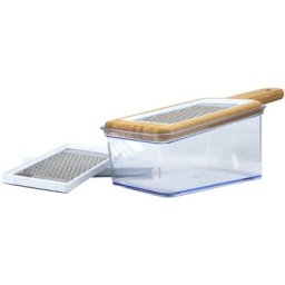JUST VEGAN Gemüsehobel Slicer, Bambus, Edelstahl, Glas, Kunststoff, (Set), Behälter aus Glas