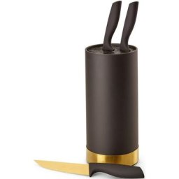 ECHTWERK Messerblock, Messer Set 4tlg mit Borsteneinsatz 11 cm x 22 cm, inkl. 3 Kochmessern