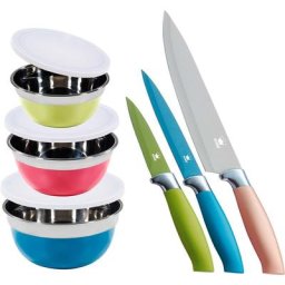 KING Messer-Set AROMI Metallic (Set, 3-tlg), inklusive 3tlg. Schüssel-Set