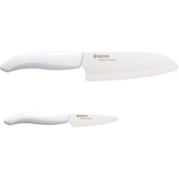KYOCERA Messer-Set Gen (Set, 2-tlg), extrem scharfe Hochleistungskeramik-Klinge, (Schäl-/ Santokumesser)