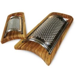 BERARD FRANCE 1892 Küchenreibe, Edelstahl, Kunststoff, Olivenholz, (Flache Reibe, 22 x 9 x 3,1 cm), jedes Stück ein Unikat