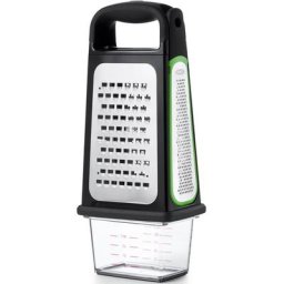 OXO Good Grips Multireibe Good Grips, Edelstahl, Kunststoff, Geätzte-Vierkantreibe mit Auffangbehälter und abnehmbarem Zestenreißer