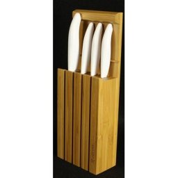 KYOCERA Messerblock Bambus-Messerblock inklusive 4 Messer, GEN white (5tlg), 3in1 - geegnet für Schublade, zum Aufstellen und Aufhängen