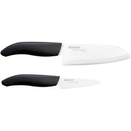 KYOCERA Messer-Set Gen (Set, 2-tlg), extrem scharfe Hochleistungskeramik-Klinge, (Schäl-/ Santokumesser)