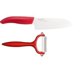 KYOCERA Messer-Set (2-tlg., 1 x Santokumesser, 1 x Sparschäler), extrem scharfe Hochleistungskeramik-Klinge
