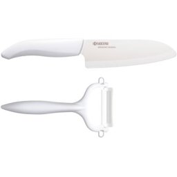 KYOCERA Messer-Set (2-tlg., 1 x Santokumesser, 1 x Sparschäler), extrem scharfe Hochleistungskeramik-Klinge